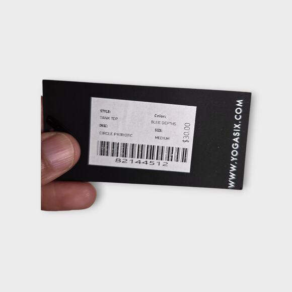 NEW YogaSix Y6 Womens Racerback Tank Med Blue Circle Logo Graphic Activewear - Picture 6 of 7